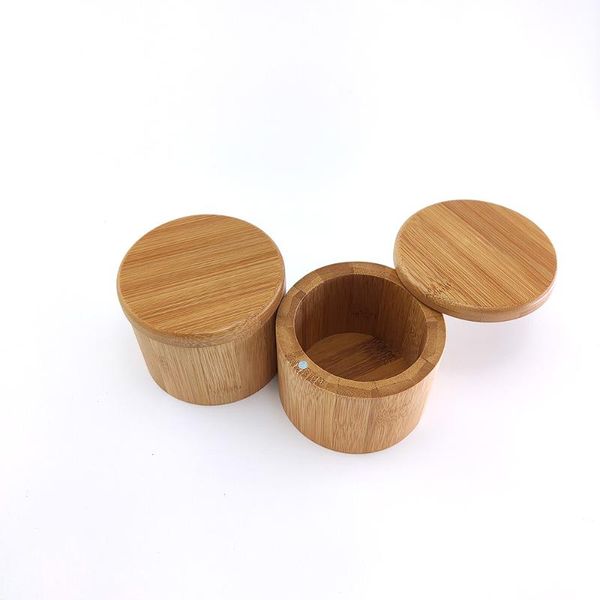 

bamboo storage canister jar with bamboo magntic lid salt box spice pipe box