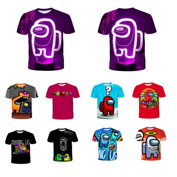 

girls children's printing and t-shirt boys 3d short sleeve top, Black;white