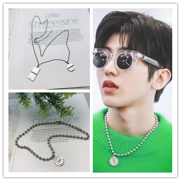 

online celebrity with retro hip hop disco dancing cool chain beads tag necklace sweater chain tide., Silver