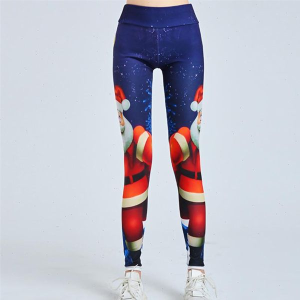 

2021 christmas print leggings high waist sports running fitness workout push up legging female fashion slim leggings woman pants, Black