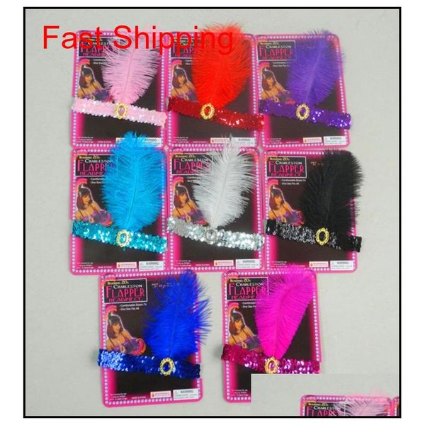 

ladies 1920's charleston feather sequin headband flapper headpiece gangster event festive hen party fancy dress accessories jc5zu lckez