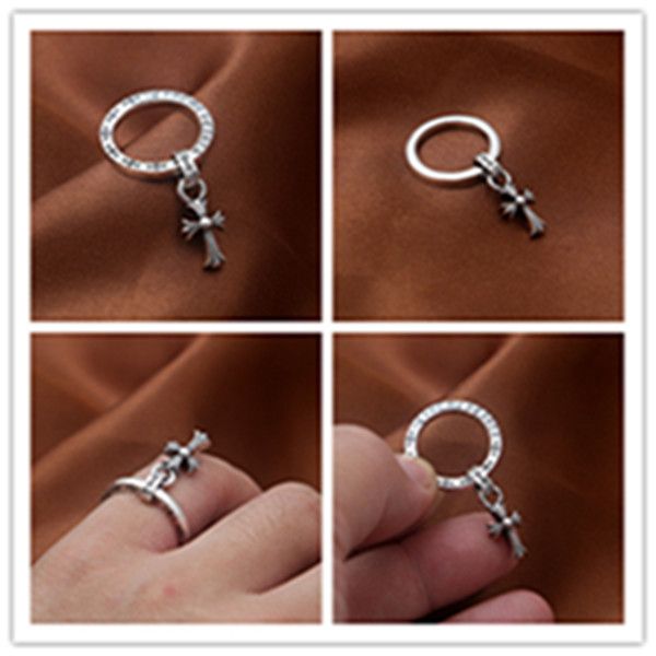

925 sterling silver band rings with cross tassel american europe antique handmade designer punk style luxury jewelry accessories