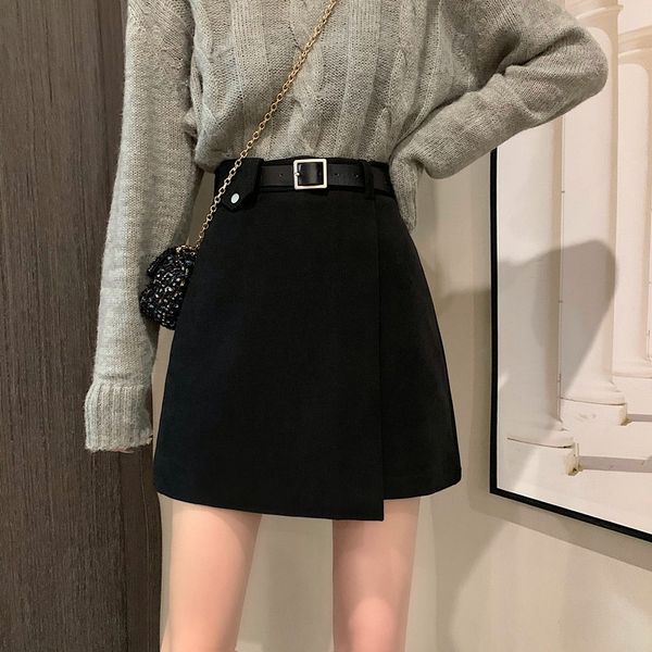 

england mini black skirt winter office fashion solid high waist harajuku skirt ladies a-line females casual midi skirt women 210303