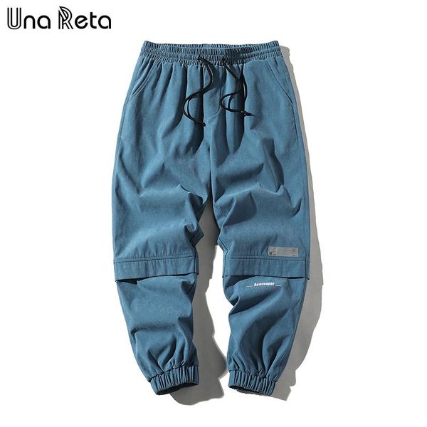 

men's pants una reta m-5xl streetwear joggers summer casual men pantalones hip hop cargo elastic waist, Black