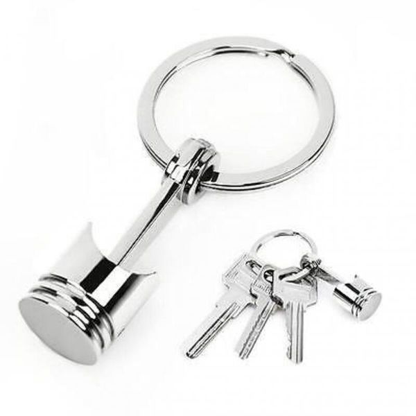 

keychains car engine piston style silver keychain polished chrome creative accessories model