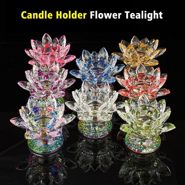 

buddhism gift candle holder flower tealight bedroom for wedding table display mediation party home decor artificial crystal