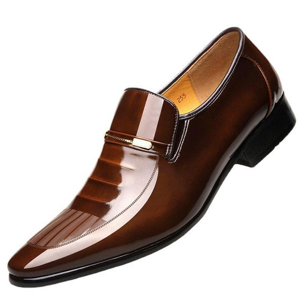 

dress shoes men italian leather slip on fashion moccasin glitter formal male pointed toe for man ", Black