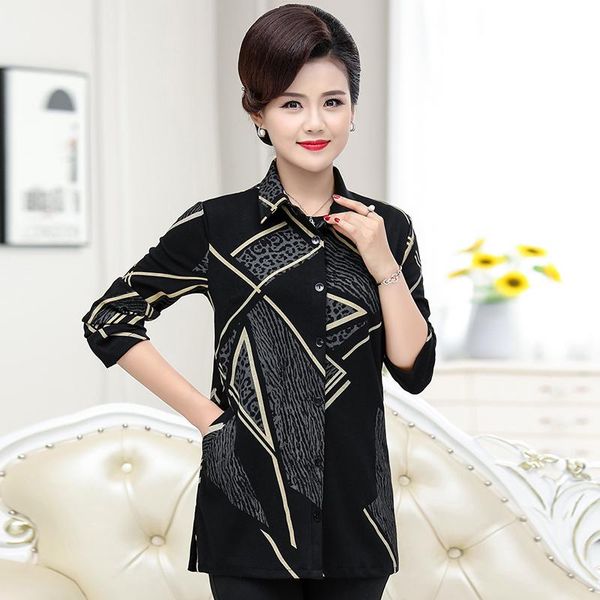 

women's jackets leopard lapel and coats for women 2021 spring fall wear mother casual 5xl large size long sleeve stripe outerwear, Black;brown
