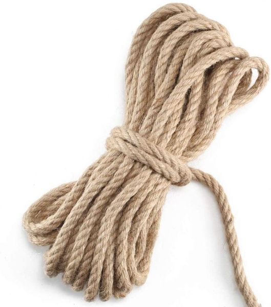 

yarn 10mm thick cord ropes strong natural twine string jute rope for craft cat scratching post climbing gardening gard, Black;white