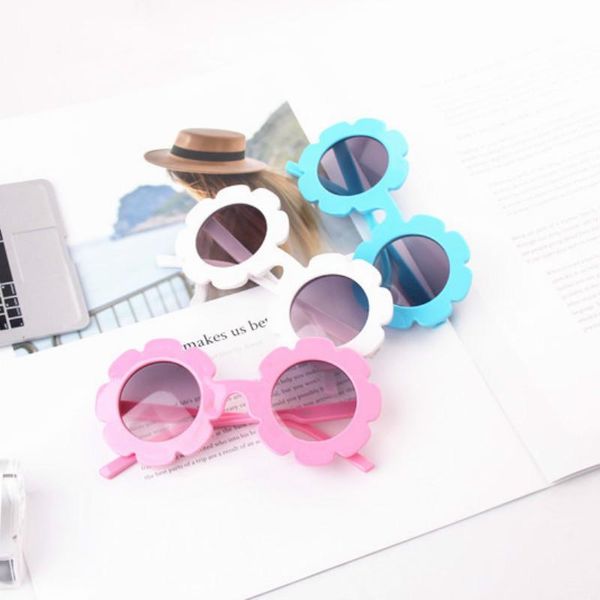 

outdoor eyewear 2021 sun flower round cute kids sunglasses uv400 for boy girl lovely baby glasses children oculos de sol