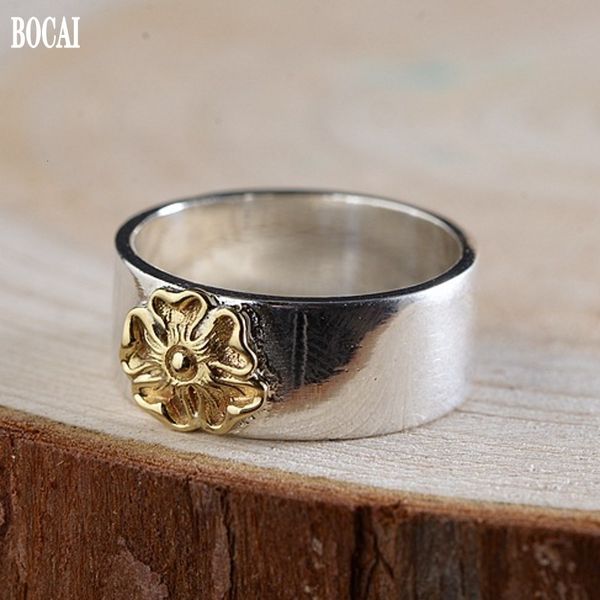 

2021 new s925 pure men's women's fashionable and simple golden rose flower thai sier man ring msg8, Silver