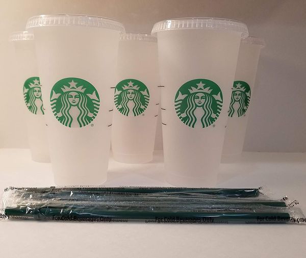 

tumbler 710ml reusable frosted 24 oz cold cup with lid and green straw pink starbuck color changing water mugs cute r