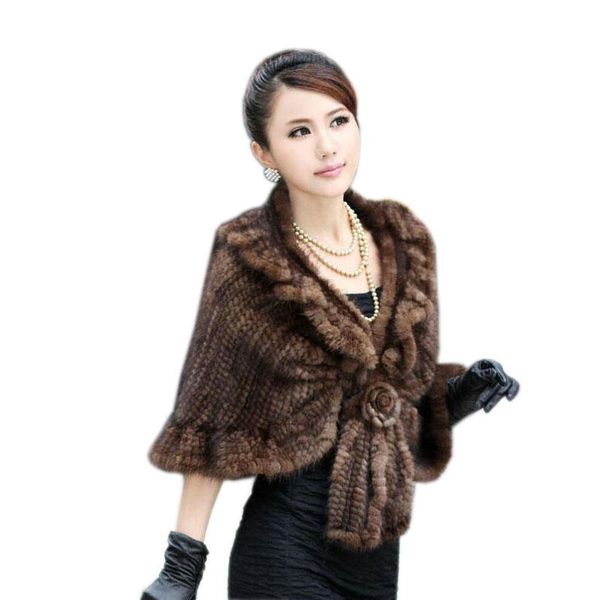 

scarves 2021 mink hair knitted cape overcoat fur coat a-0046, Blue;gray