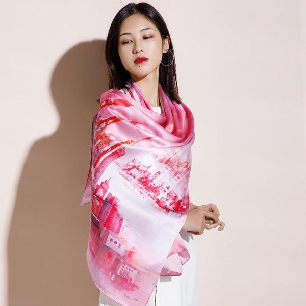 

scarves counters in same silk scarves, women mulberry satin long towel air conditioning shawls and prevent bask, Blue;gray