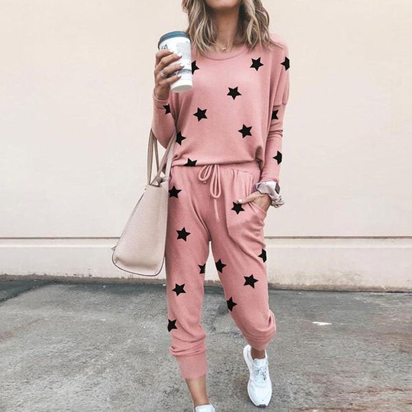 

Om9126 Long-sleeved Fashion Shirt Ladies Print Two Pieces House Commuter Thin Suit Girl Rxs4, Gray