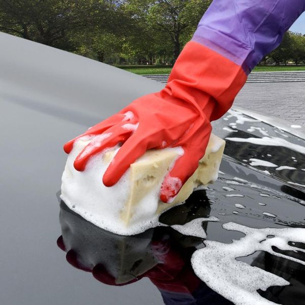 

car sponge cleaning gloves kitchen dishwashing glove extended waterproof rubber