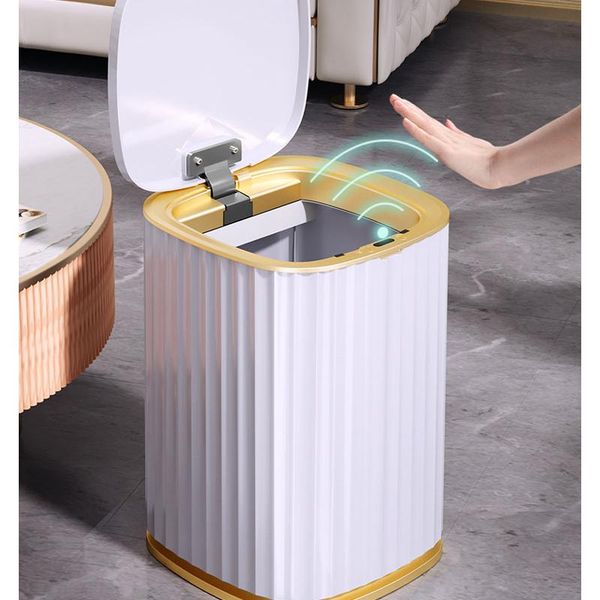 

waste bins automatic smart sensor trash can harp waterproof garbage bucket dustbin bathroom kitchen cabinet storage narrow bin
