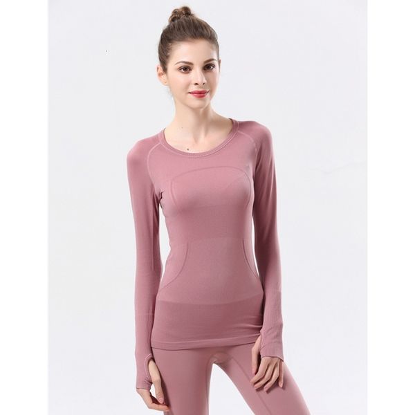 

tees t-shirt original long sleeve women's seamls yoga tights quick dry net red running fitns round neck t-shirt, White