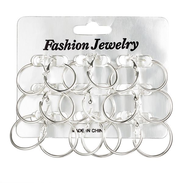 

earring set exaggerated smooth earrings 9 pairs combination set earrings, Golden