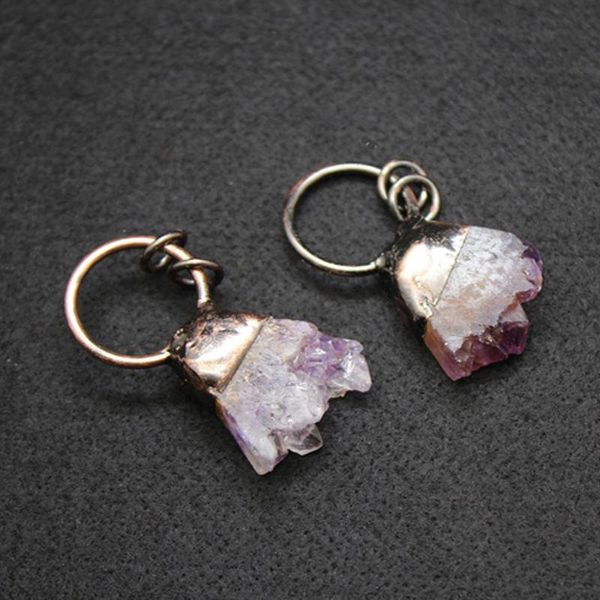 Подвесные ожерелья Рейки Сырой Минерал натуральный камень нерегулярный кластер аметисты фиолетовые кристаллические колье для женщин.