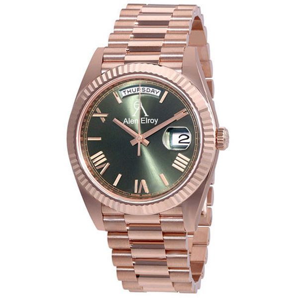 

17 colours sell watch rose gold case green dial mechanical self-winding glide smooth 40mm mens royal oaks watch sweeping watches, Slivery;brown