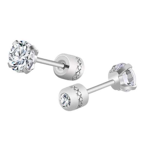 

fashion 3mm 4mm 5mm zircon stainless steel stud crystal rhinestone earrings for women jewelry, Golden;silver