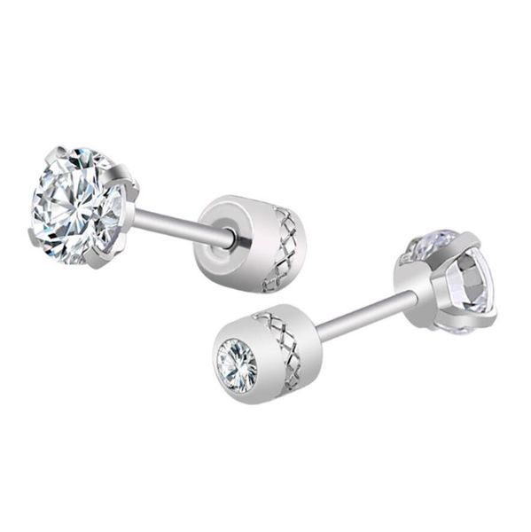 Moda 3mm 4mm 5mm zircão de aço inoxidável prisioneiro de cristal brincos de strass para as mulheres jóias