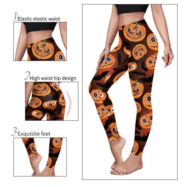 

women's pants & capris seamless yoga push up leggings women sport fitness legging squat proof sports tights pumpkin ghost printed gym, Black;white