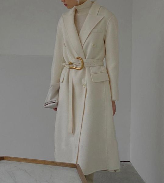 

women's trench coats 2021 elegant long wool coat (with belt), Tan;black