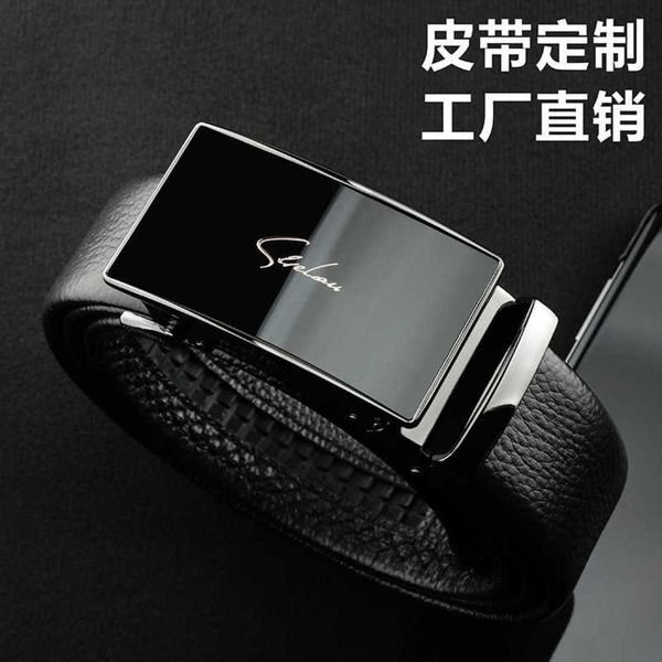 

leather belt business men's leisure automatic buckle, Black;brown