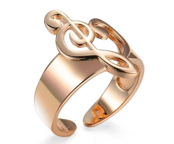 

wedding rings fashion gold color hollow heart shaped musical note open ring adjustable for women lover music infinity valentine's day j, Slivery;golden