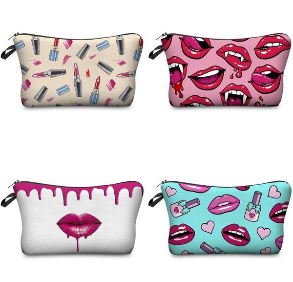 Леди Косметическая сумка 3d приглагая красные губы макияж сумка мода путешествия макияж чехол для хранения чехол женская ванна стиральная сумка туалетная сумка