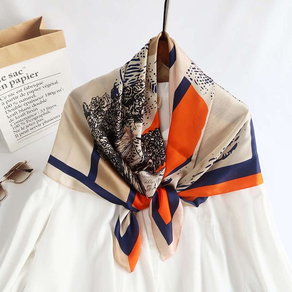 

new 90 satin women's silk scarf in 2021 spring, Blue;black