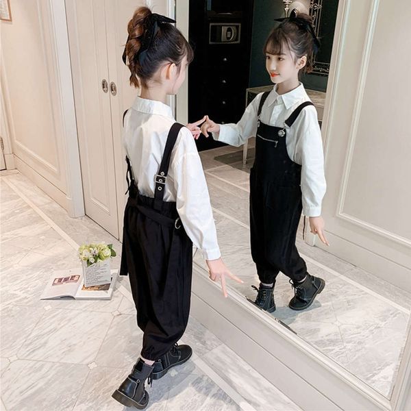 

2021 new children's clothing girls' zipper strapping trousers korean version net red spring and autumn two piece set, Blue
