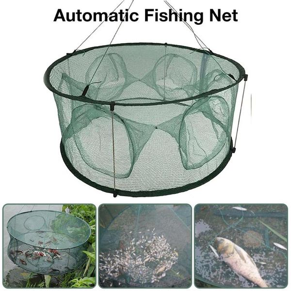 

7 holes automatic fishing net strengthened shrimp cage nylon foldable crab fish trap cast net cast folding fishing network
