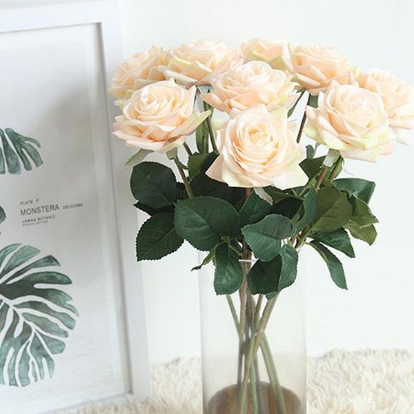 

decorative flowers & wreaths 12pcs artificial roses fake single long stem blooms with rose buds wedding decoration bridal bouquet flower