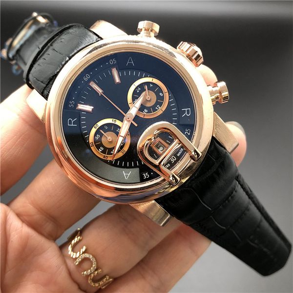 

Men's Watches Automatic 2813 Movement 42mm Rose Gold Case Leather Strap Small Dial Working Watch Orologio di Lusso 5ATM Waterproof, 11