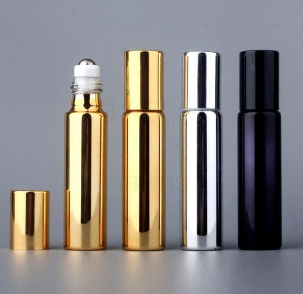 5ml rolo UV na garrafa ouro e prata contêiner de óleo essencial com ensaio de perfume de fragrância de fragrância de bola de metal