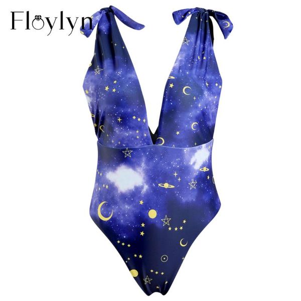 

one-piece suits floral starry sky print one piece swimsuit bathing suit women bikinis mujer monokini maillot de bain femme push up swim
