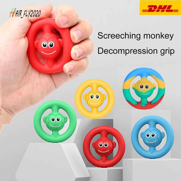

dhl snapper finger hand grip fidget toy screaming monkey decompression grip silicone acoustic grip play exercise finger brinquedos fj04