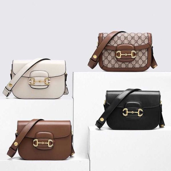 

large-capacity handbagshandbag xiao zhan's same genuine leather horse clasp 1955 single shoulder bag slung women's bag new retro s
