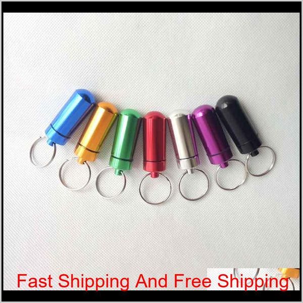 

round aluminum waterproof pill case box stash bottle holder jewelry container keyring keychain jar 48mm/52mm 7 color qylobe sweet07