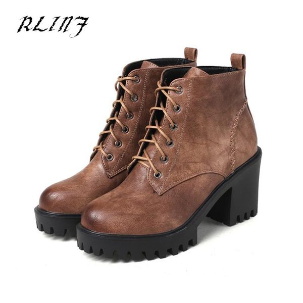 

boots 2021 high-heeled thick heel round head size code 33-44, Black