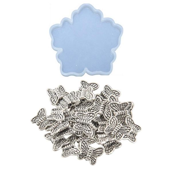 

other 30pcs tibetan-silver butterfly spacer charm beads 10mm bead & 1x sakura tea tray silicone