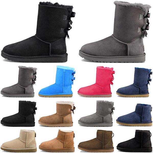 

designer australian women wgg boots casual shoes classic snow fashion australia ankle short bow fur winter black chestnut boot top