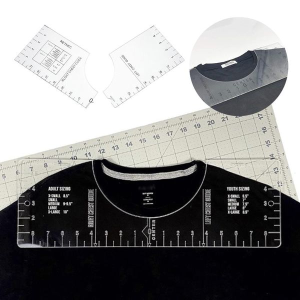 

1pc acrylic transparent t-shirt guide ruler t-shirt alignment fabric vinyl rulers sewing ruler centering tool diy crafts access, Black