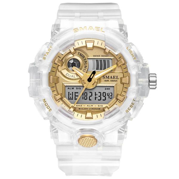 

wristwatches relogio masculino 2021 smael watch 1642 fashion white women's watches dual display quartz ladies reloj hombre, Slivery;brown