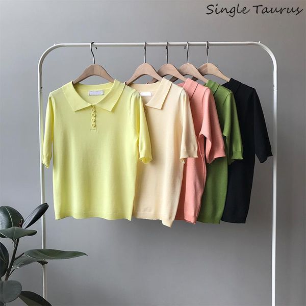 

women's sweaters knitted cotton t shits women short sleeve causal summer girls preppy harajuku knit sweater loose pullover mujer 2021, White;black