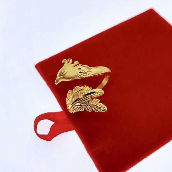 

cluster rings omhxfc wholesale ym209 european fashion fine lovers party birthday wedding gift vintage dragon phoenix open 24kt gold ring, Golden;silver