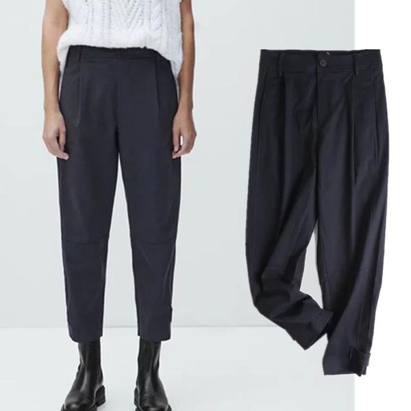 

women's pants & capris elmsk trousers women england style high street retro cargo waist ankle loose pantalones mujer pleated, Black;white